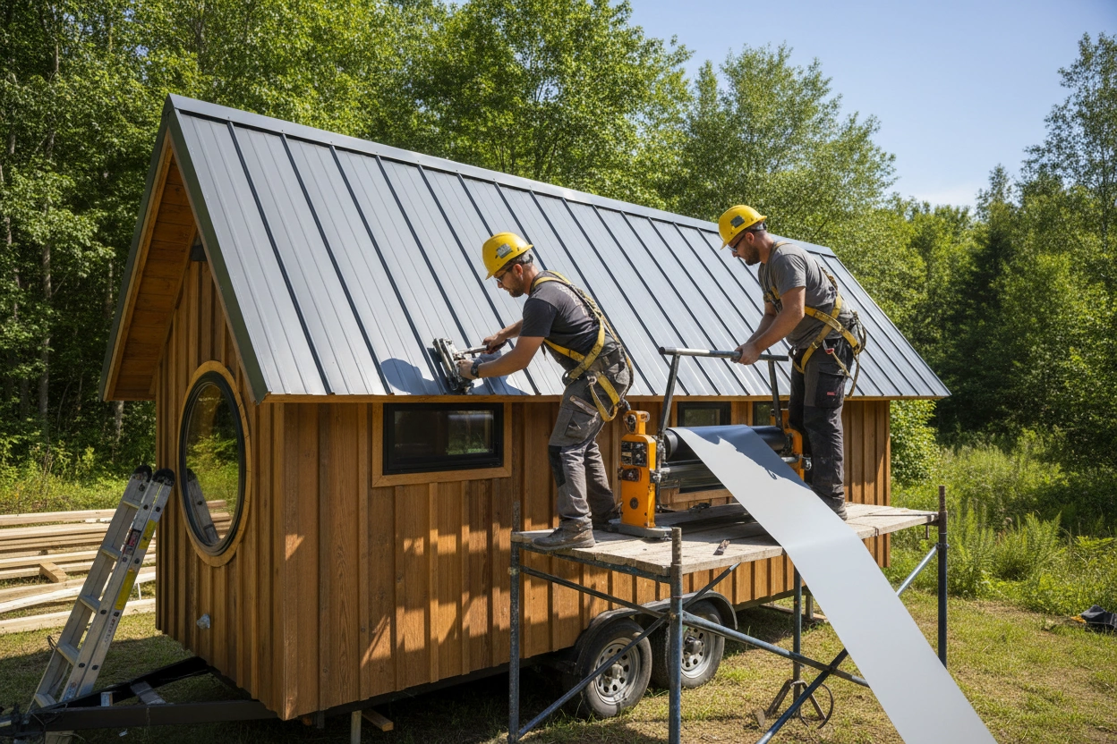 Professional image illustrating Step-by-Step Guide to Installing Tiny House Roofing