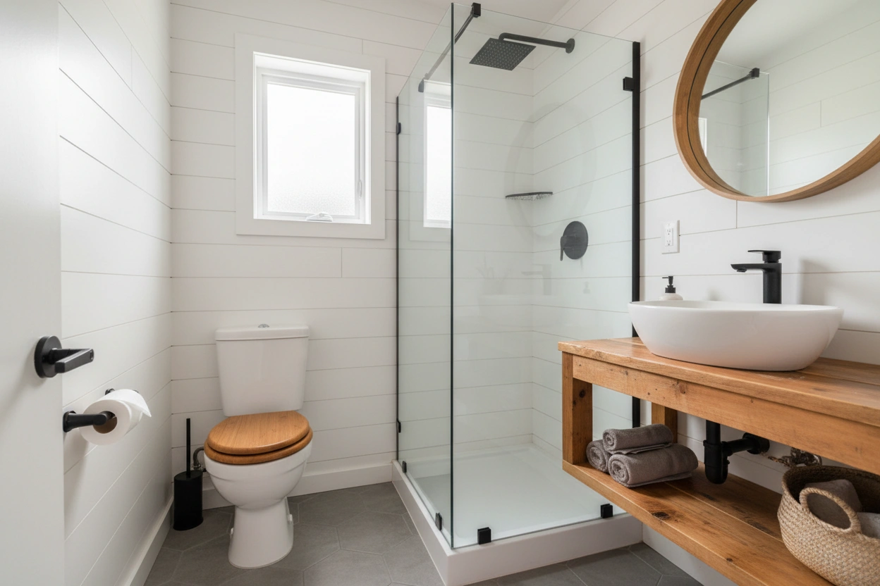 Professional image illustrating Essential Fixtures for Tiny House Bathrooms
