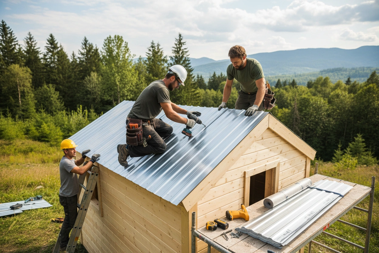 Professional image illustrating Step-by-Step Installation Process for Tiny House Roofing