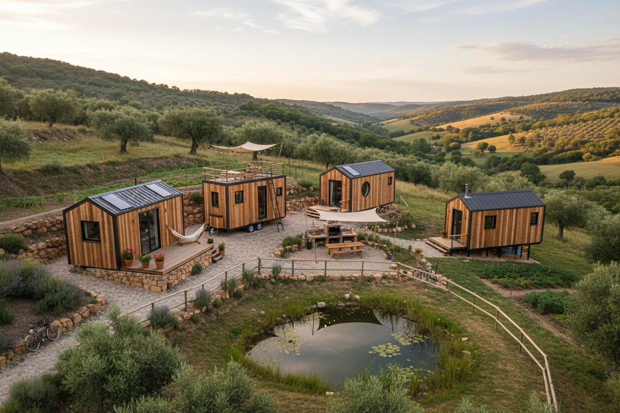 Professional image illustrating Top 10 Tiny House Communities in Spain
