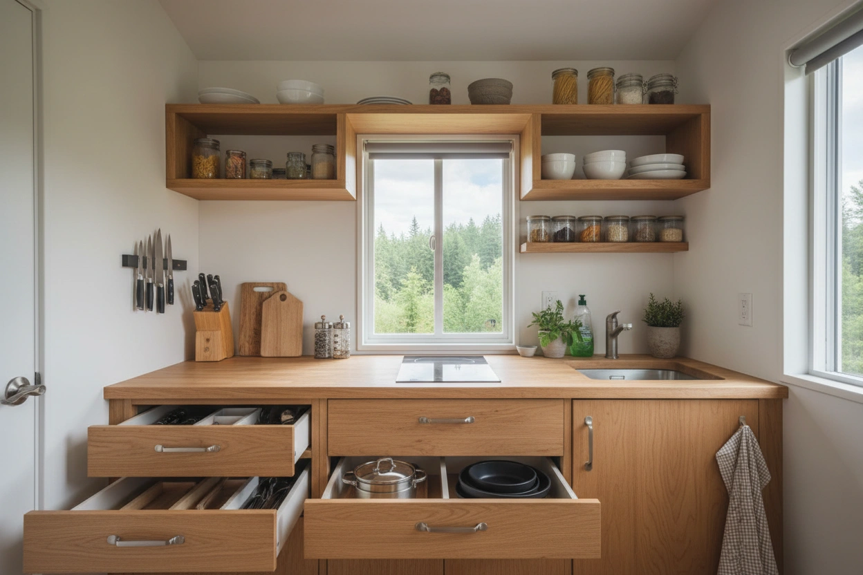Professional image illustrating Understanding the Importance of Kitchen Organization in Tiny Homes