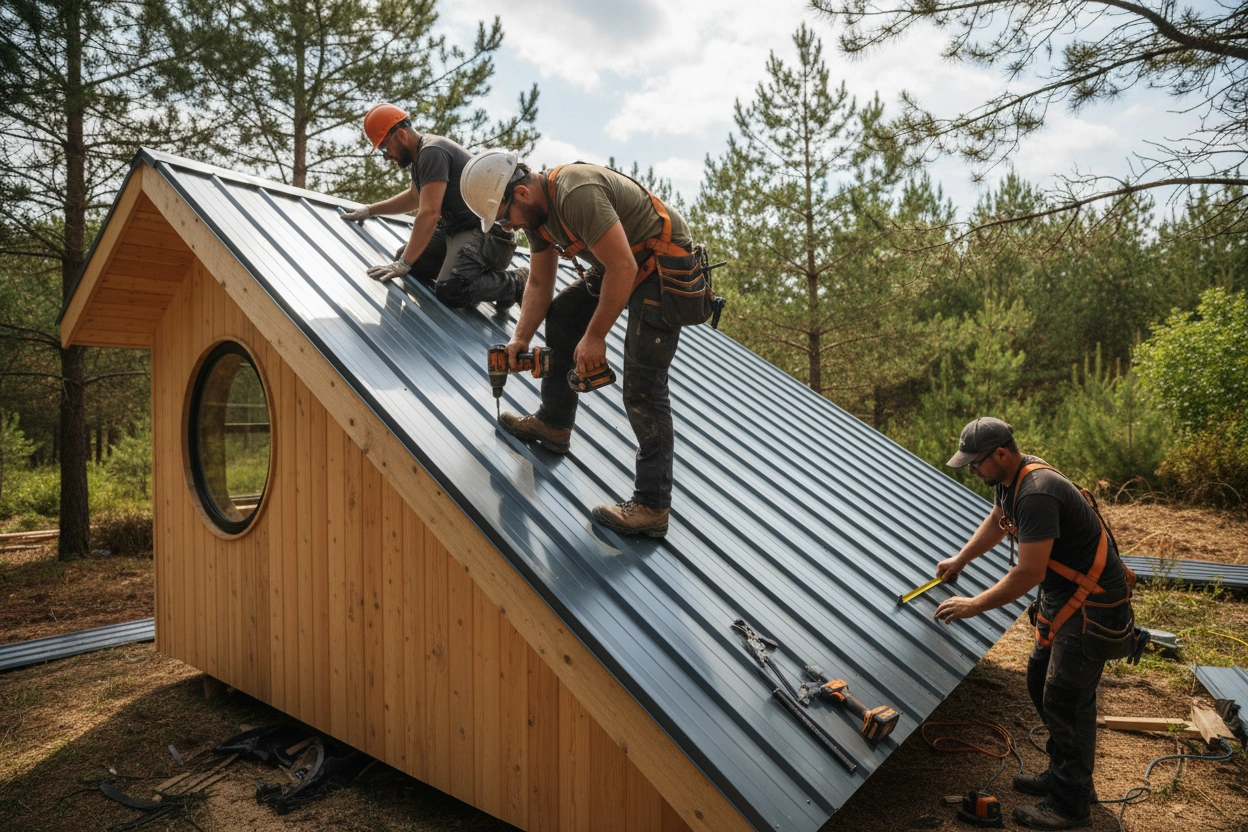 Professional image illustrating Step-by-Step Installation Process for Tiny House Roofing