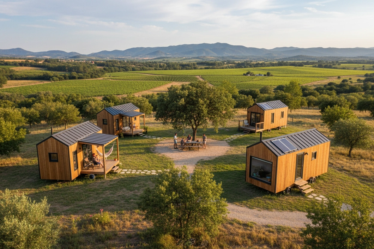 Professional image illustrating Top 10 Tiny House Communities in Spain