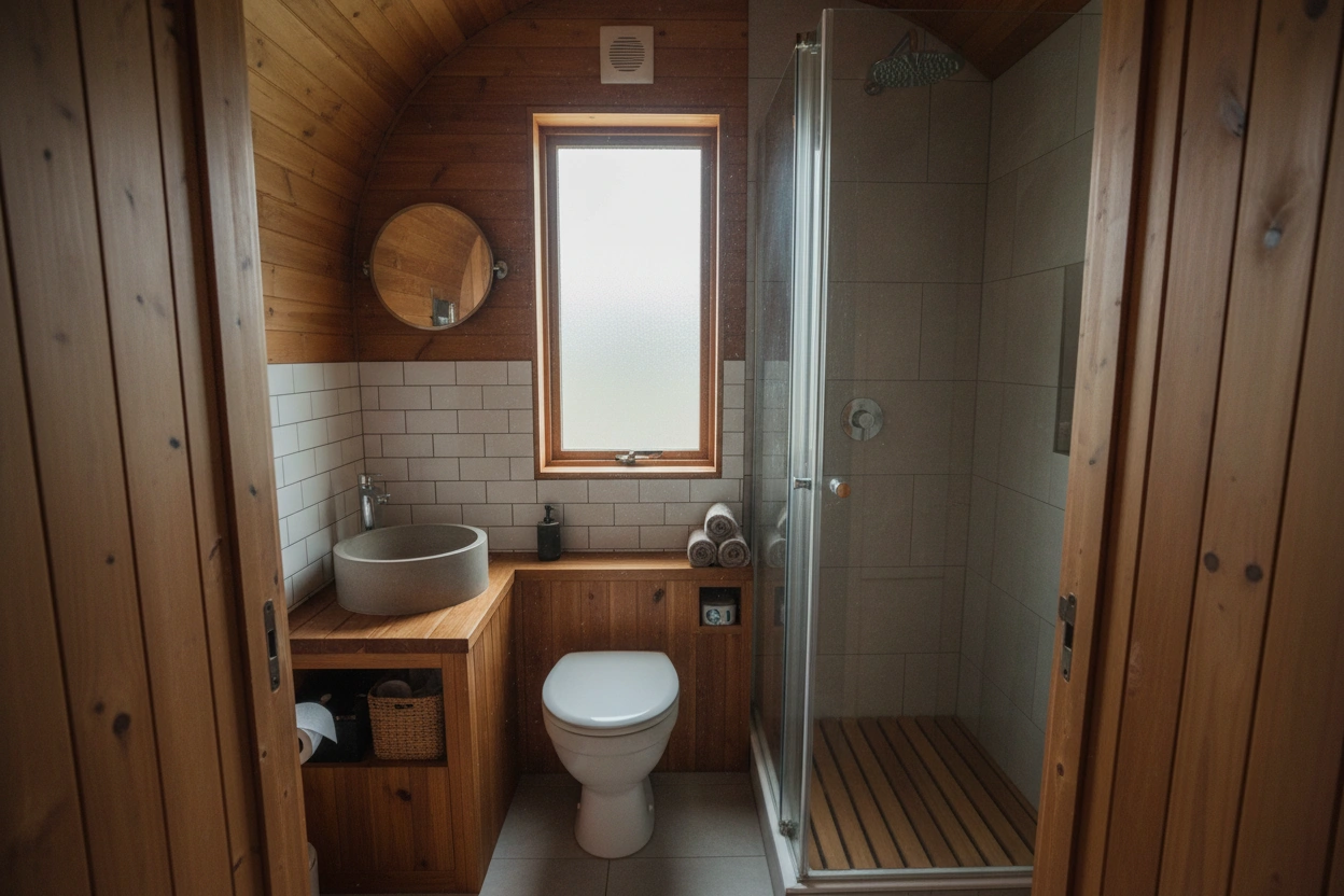 Professional image illustrating Understanding the Unique Challenges of Tiny House Bathrooms
