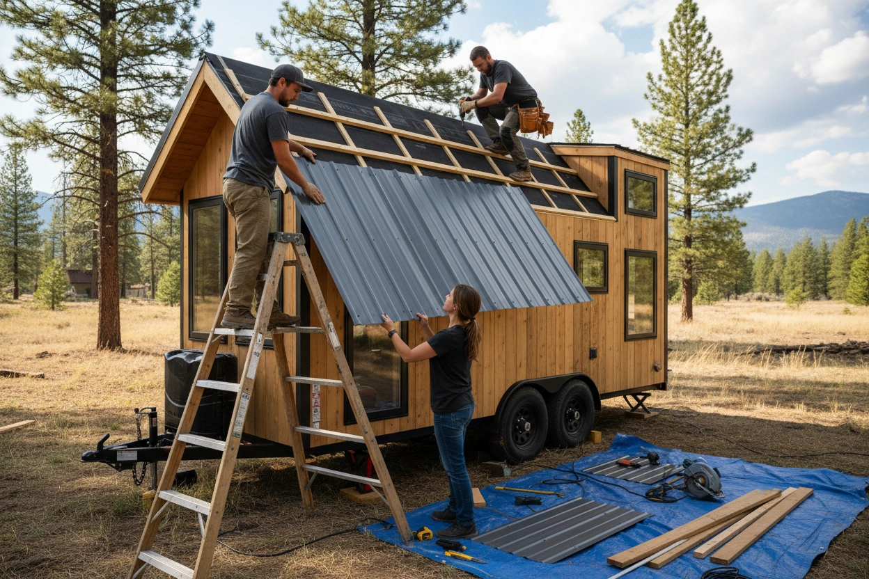 Professional image illustrating Step-by-Step Installation Guide for Tiny House Roofing
