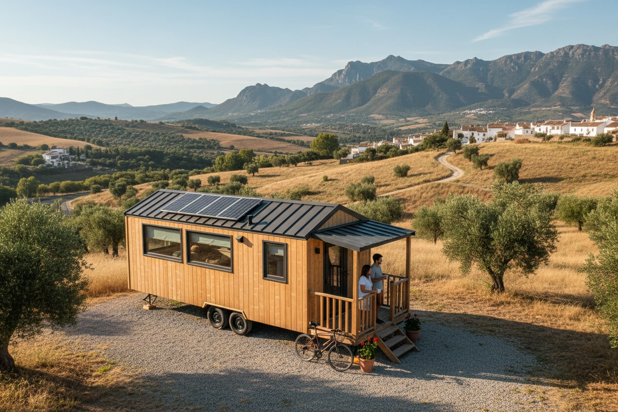 Professional image illustrating Essential Steps to Move to a Tiny House in Spain