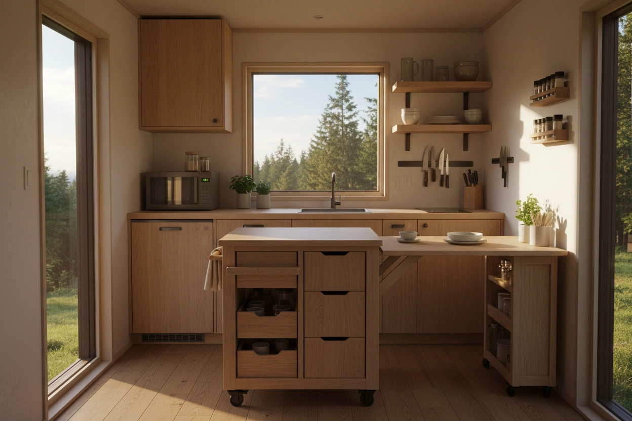 Professional image illustrating Top Multifunctional Kitchen Furniture for Tiny House Kitchens