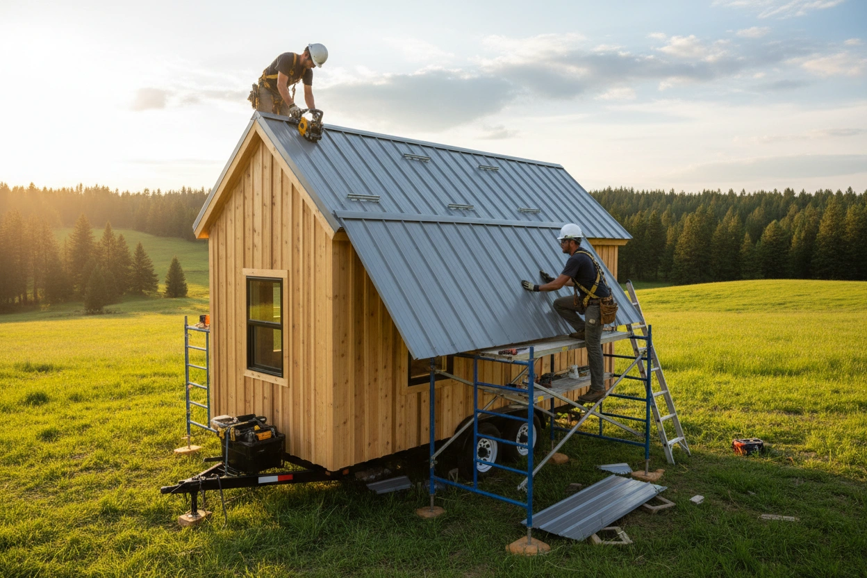 Professional image illustrating Step-by-Step Installation Tips for Tiny House Roofing