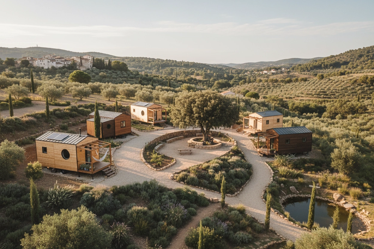 Professional image illustrating Top 10 Tiny House Communities in Spain
