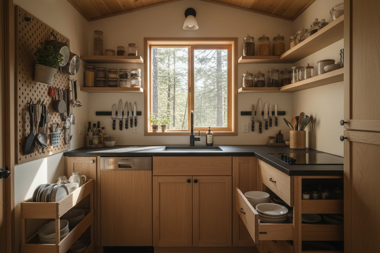 Professional image illustrating Effective Organization Hacks for Tiny House Kitchens