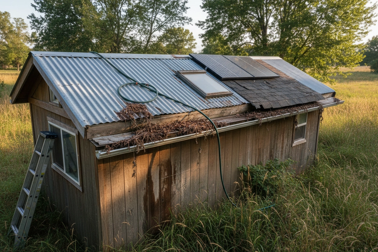 Professional image illustrating Common Mistakes in Tiny House Roofing Maintenance