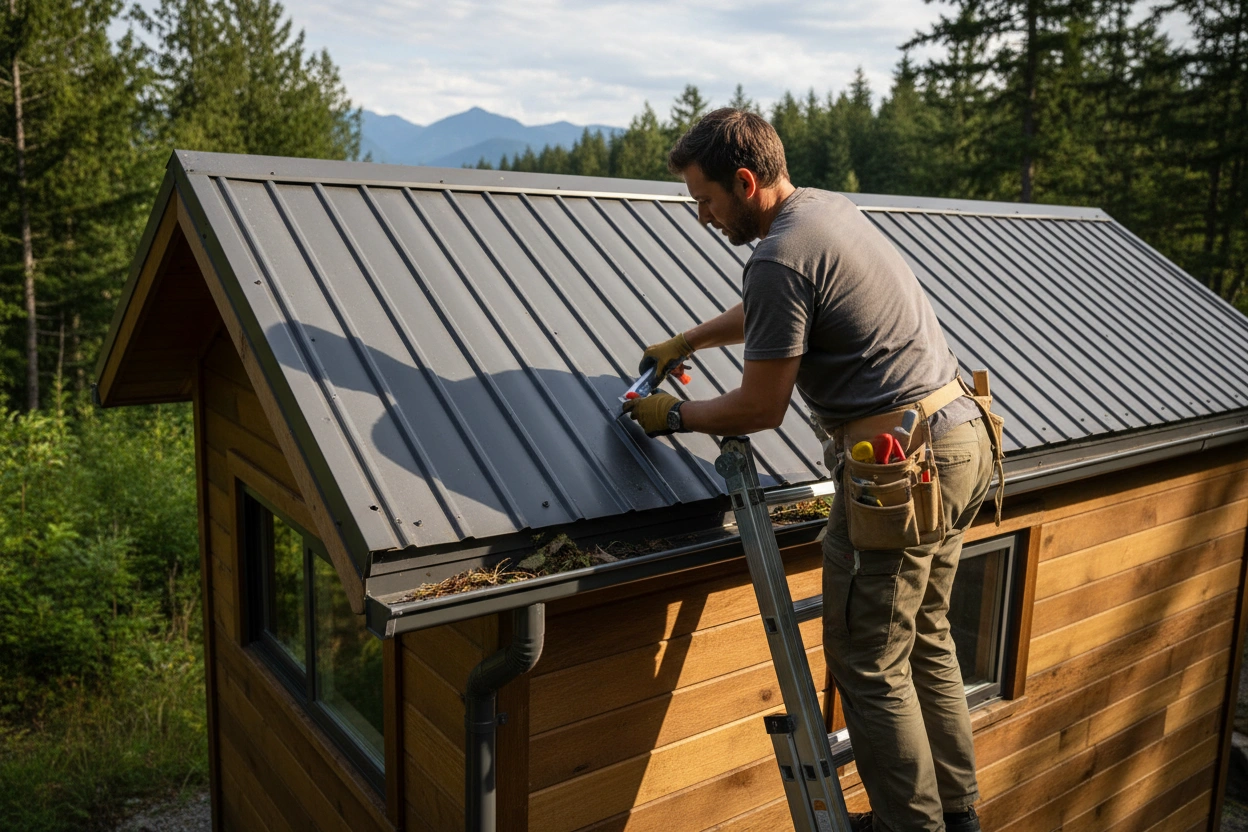 Professional image illustrating Essential Maintenance Practices for Tiny House Roofing