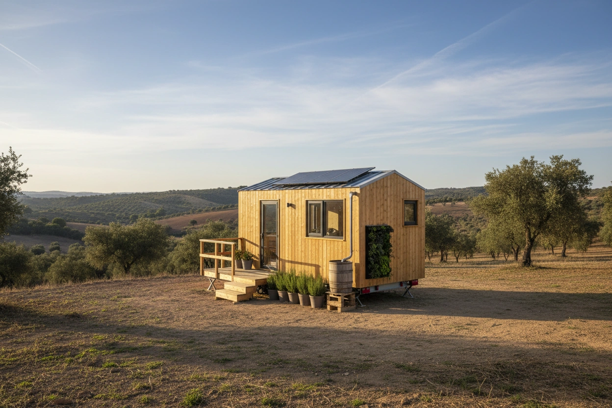 Professional image illustrating Sustainable Design Ideas for a Tiny House in Spain