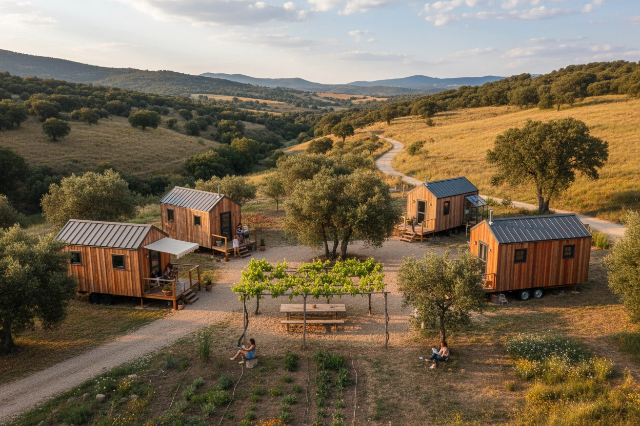 Professional image illustrating Top 10 Tiny House Communities in Spain