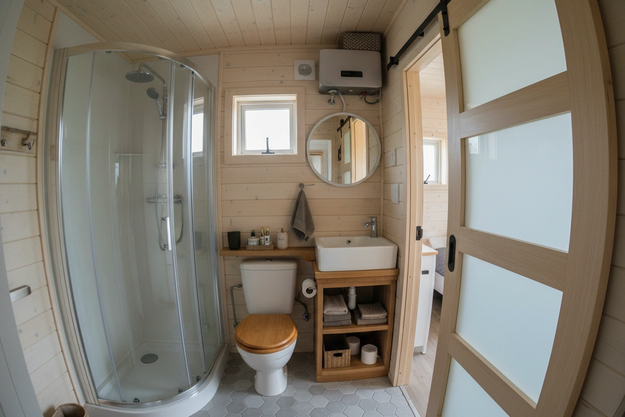 Professional image illustrating Understanding the Unique Challenges of Tiny House Bathrooms