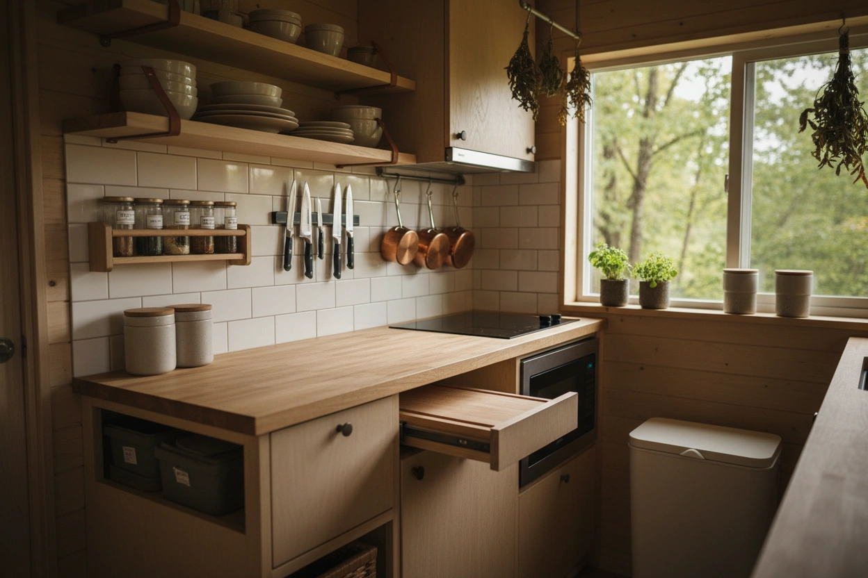 Professional image illustrating Tips for Maximizing Your Tiny House Kitchen Space