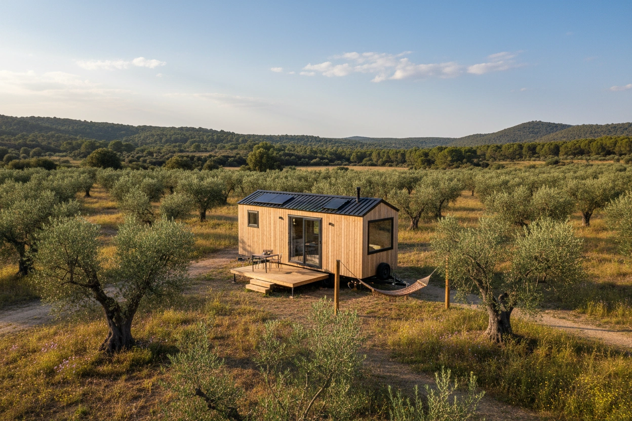 Professional image illustrating Pros and Cons of Tiny Houses in Spain