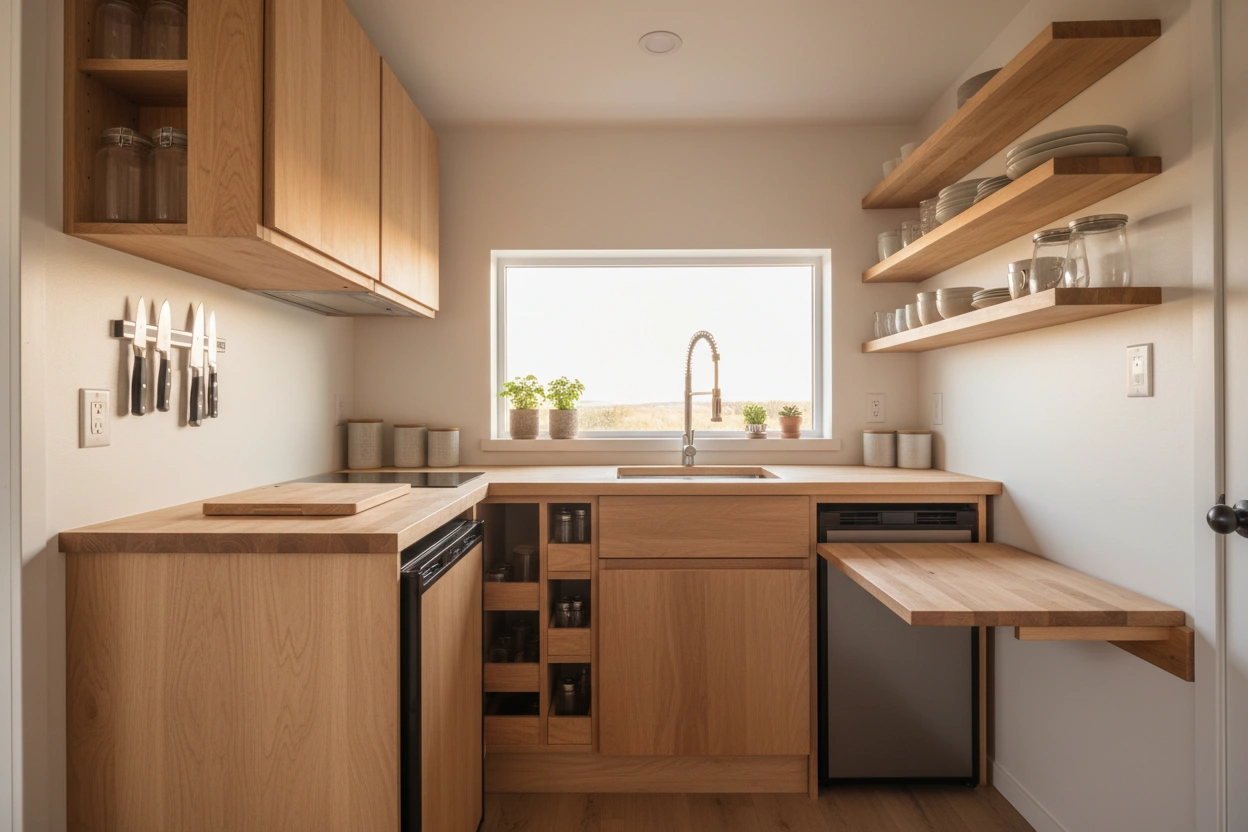 Professional image illustrating Tips for Maximizing Your Tiny House Kitchen Space