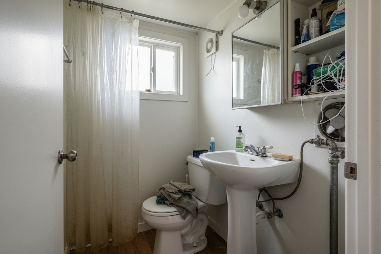 Professional image illustrating Common Mistakes to Avoid When Designing a Tiny House Bathroom