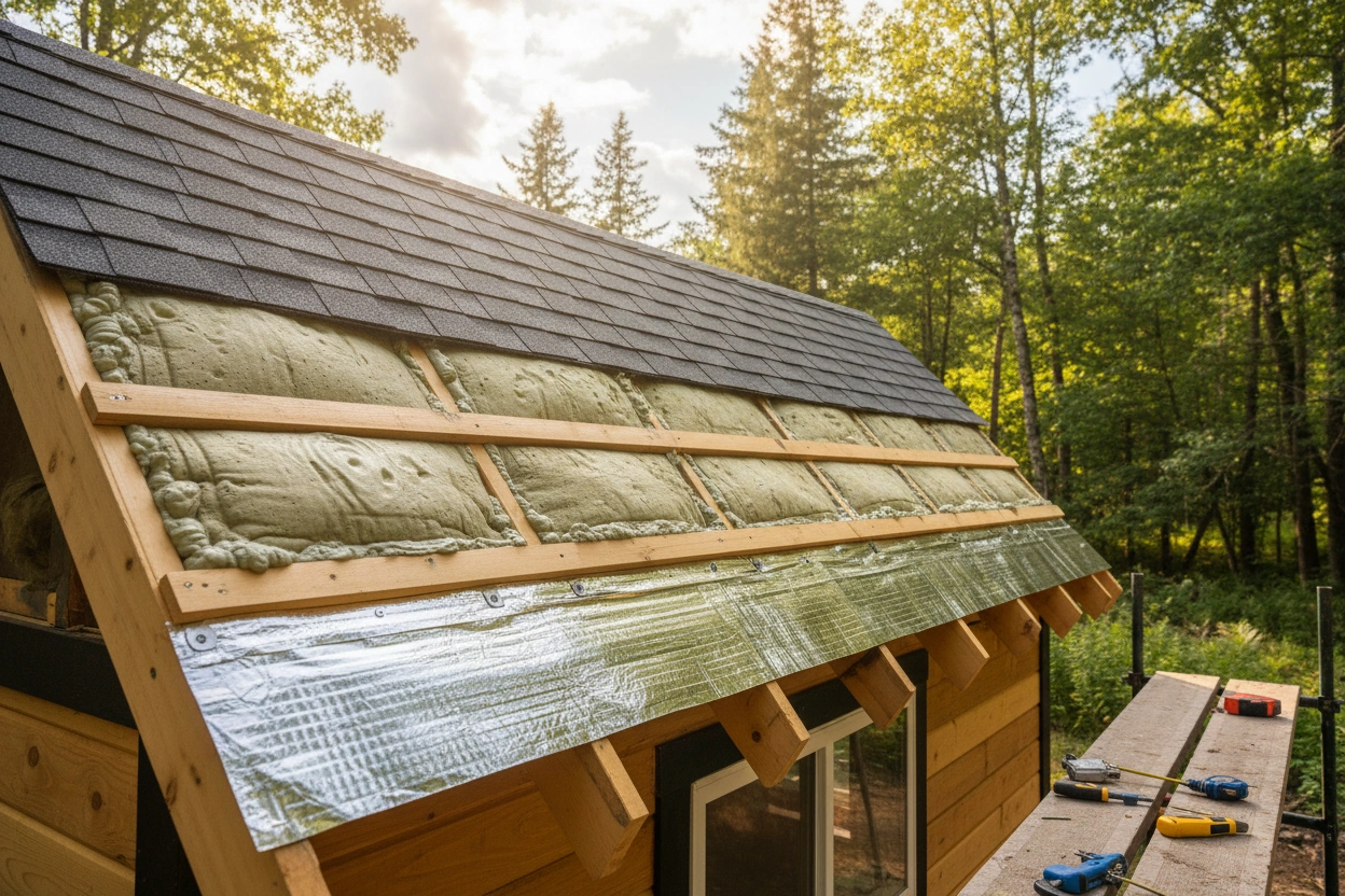 Professional image illustrating Insulation Techniques for Tiny House Roofs