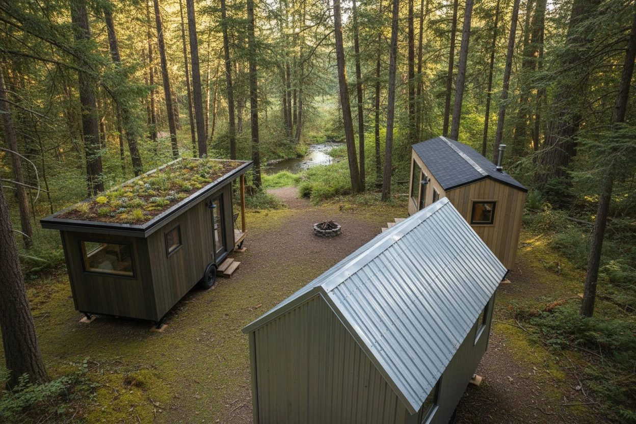 Professional image illustrating Top 5 Roofing Types for Tiny Homes