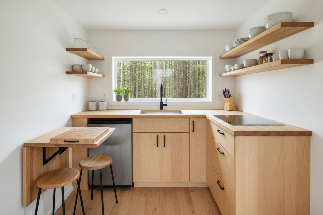 Professional image illustrating Strategies for Optimizing Your Tiny House Kitchen Layout