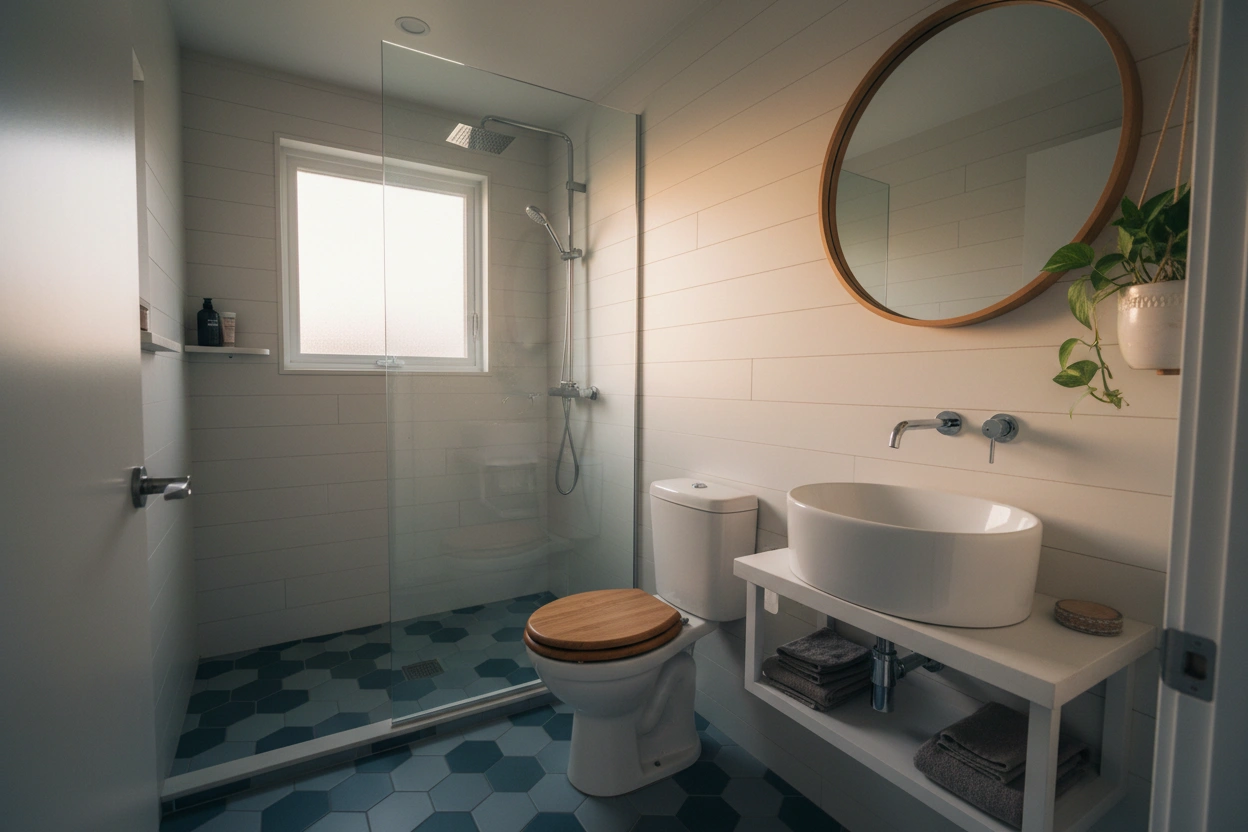 Professional image illustrating Understanding the Essentials of a Tiny House Bathroom