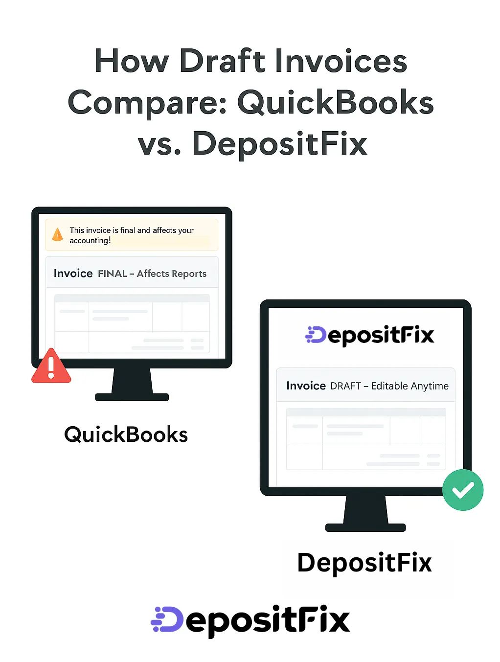 how draft invoices compare quickbooks vs depositfix