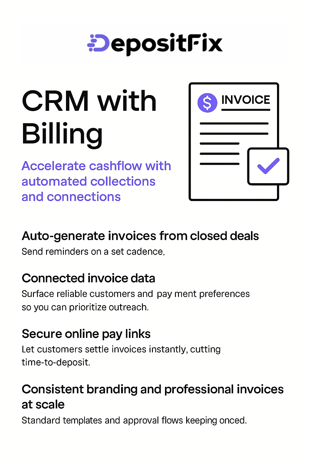 accelerate cashflow with depositfix crm with billing