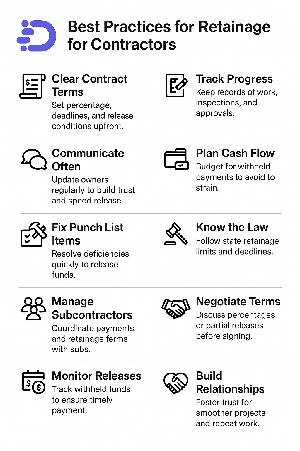 best practices for retainage for contractors