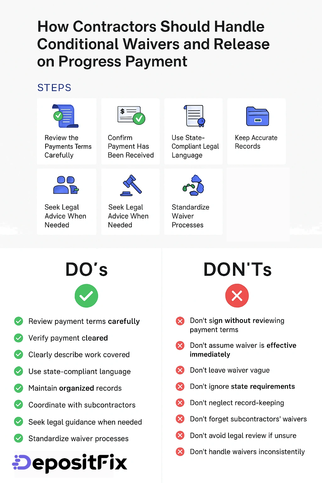 how contractors should handle conditional waivers and release on progress payment