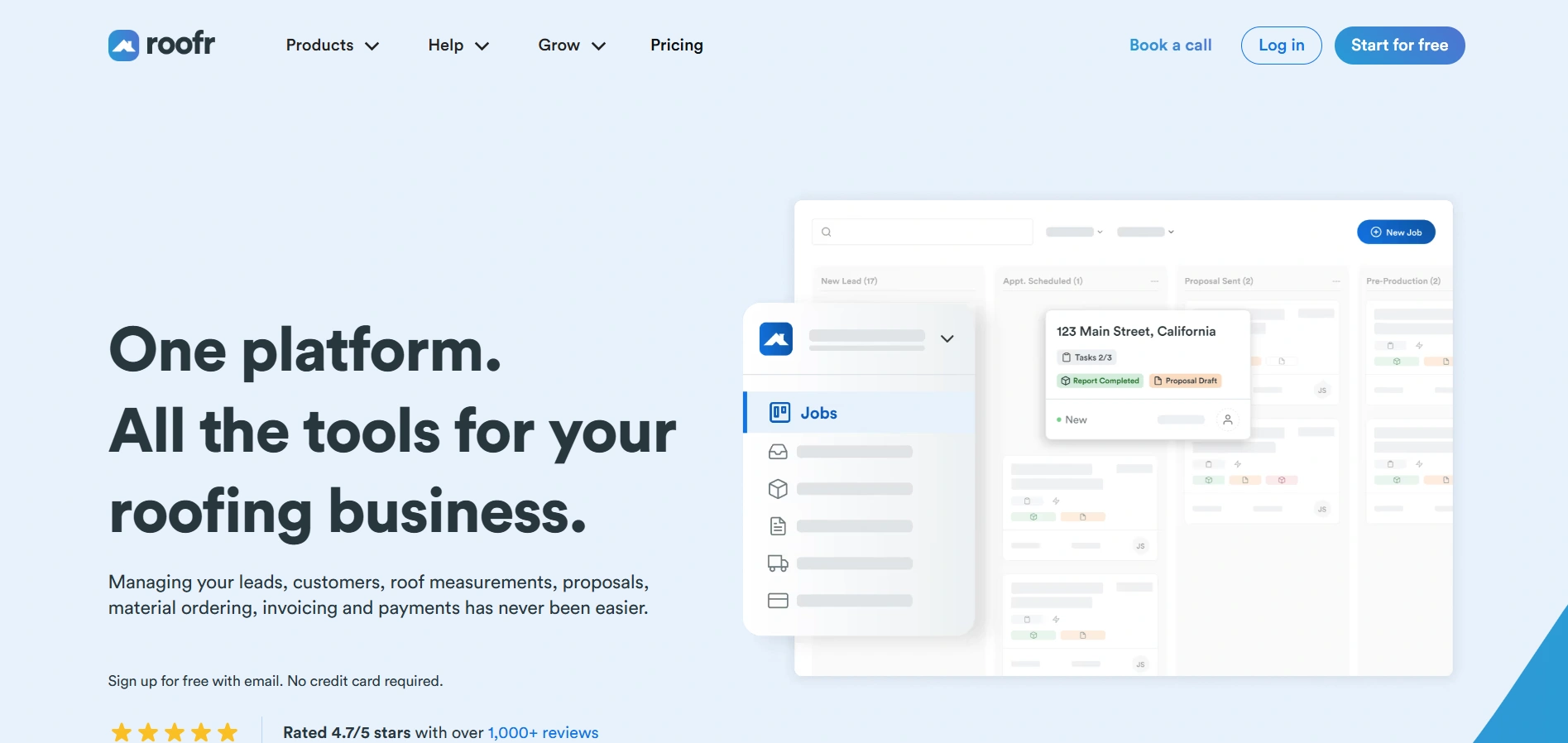 Roofr roofing-specific CRM and estimating platform