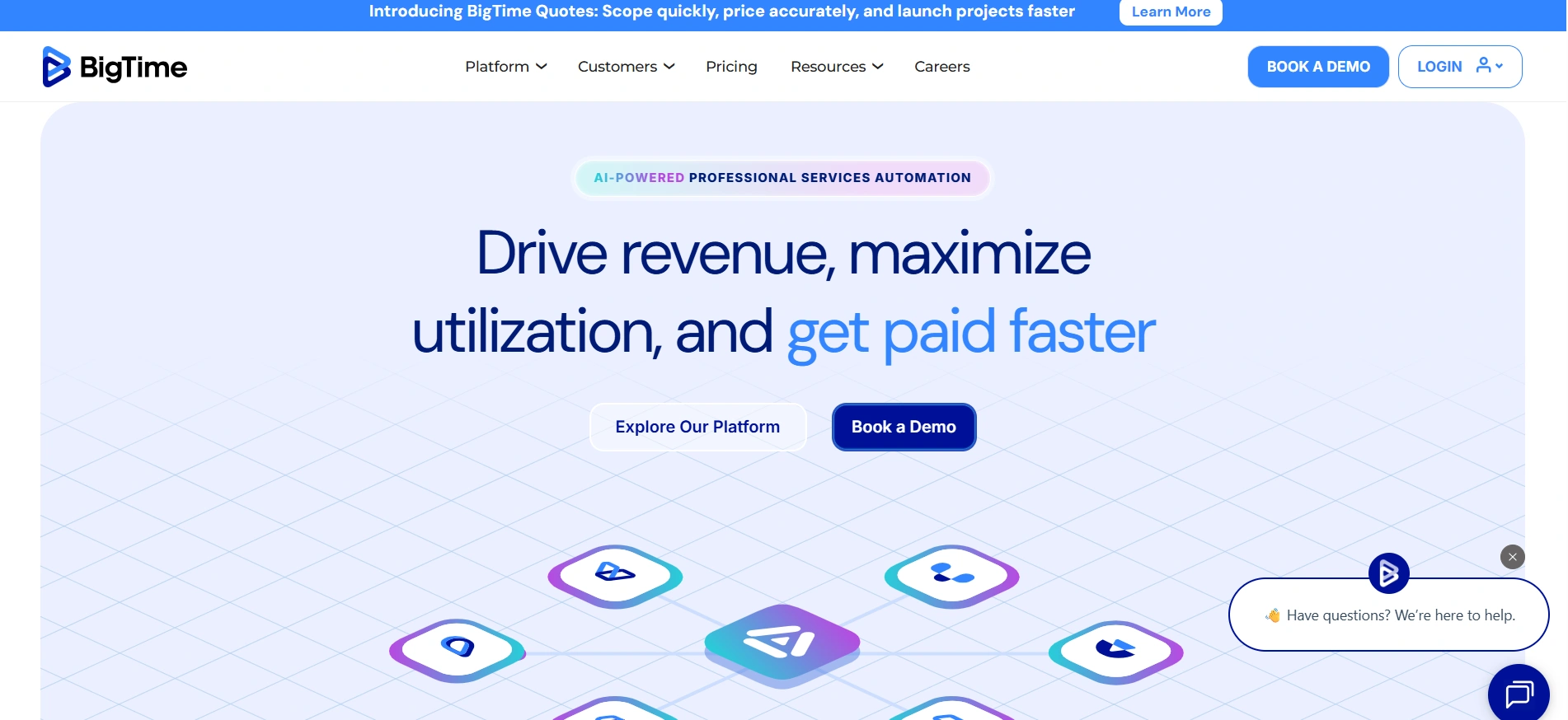 Bigtime payments platform for professional services firms that integrates with quickbooks