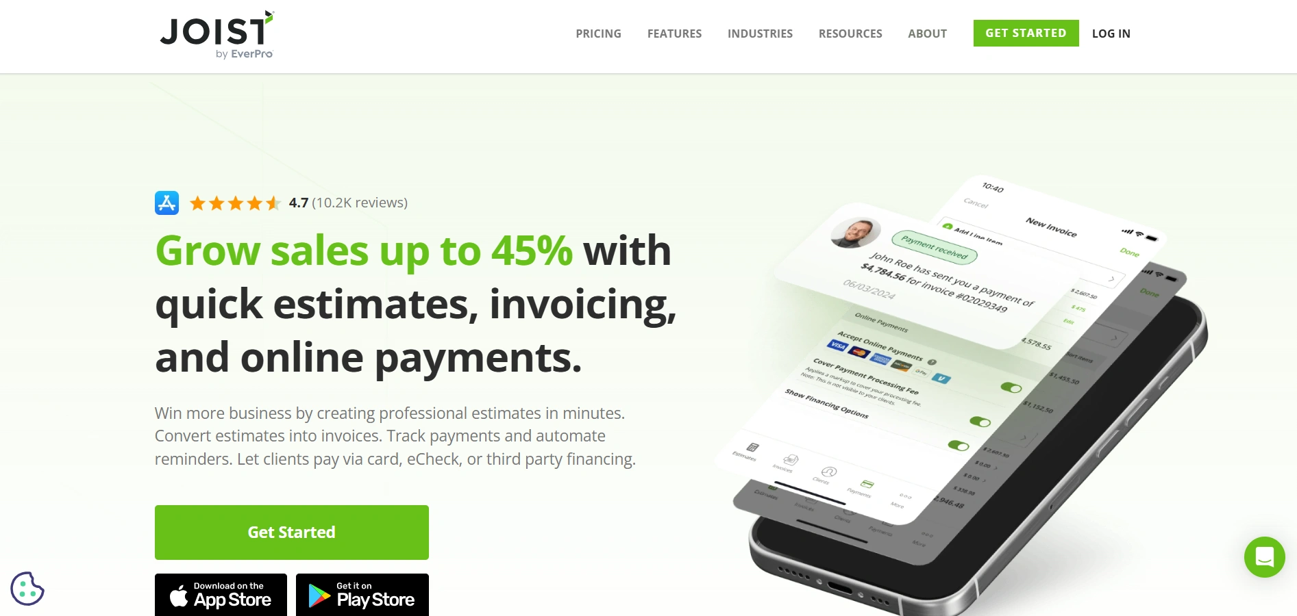 Joist mobile-first invoicing and estimating app designed specifically for trade contractors 
