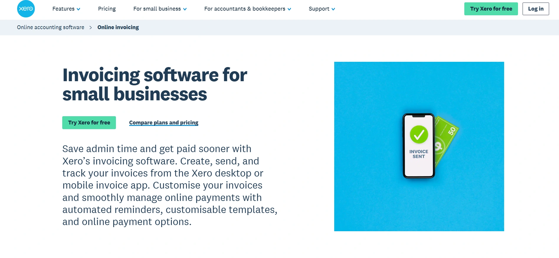 Xero cloud-based accounting platform that includes robust invoicing features