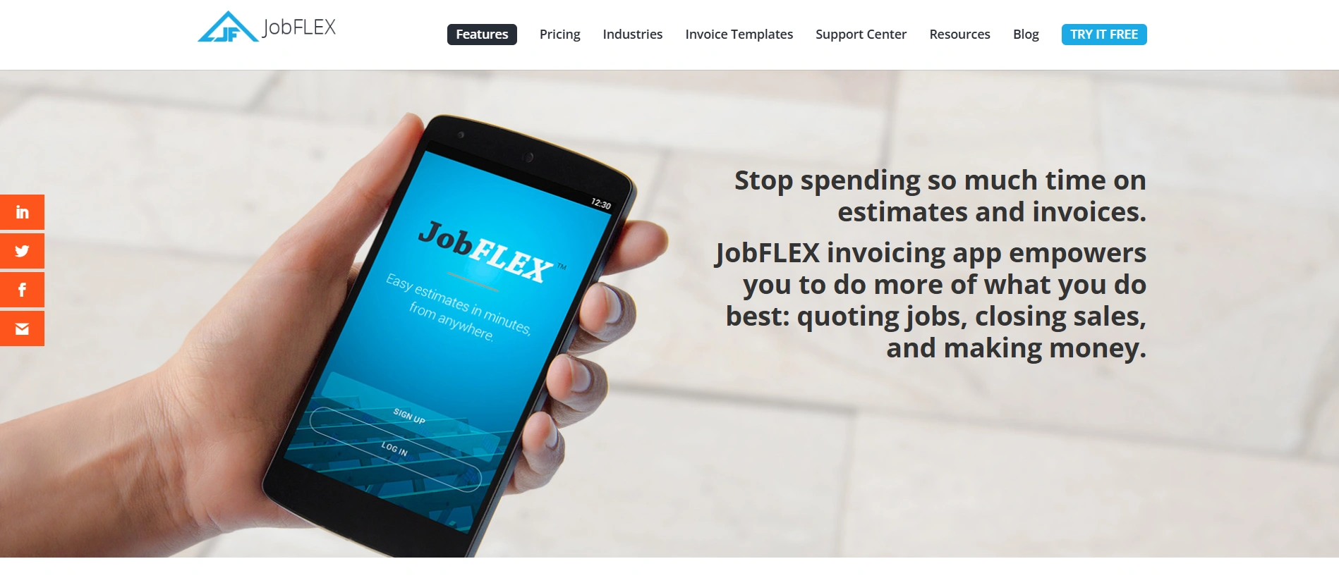 Jobflex estimate and invoice app for contarctors