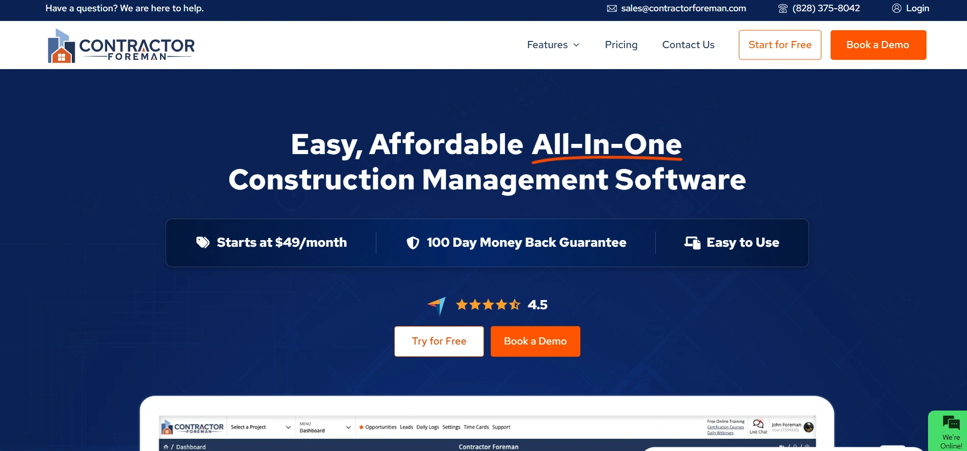Contractor foreman construction management platform that includes estimating and quoting