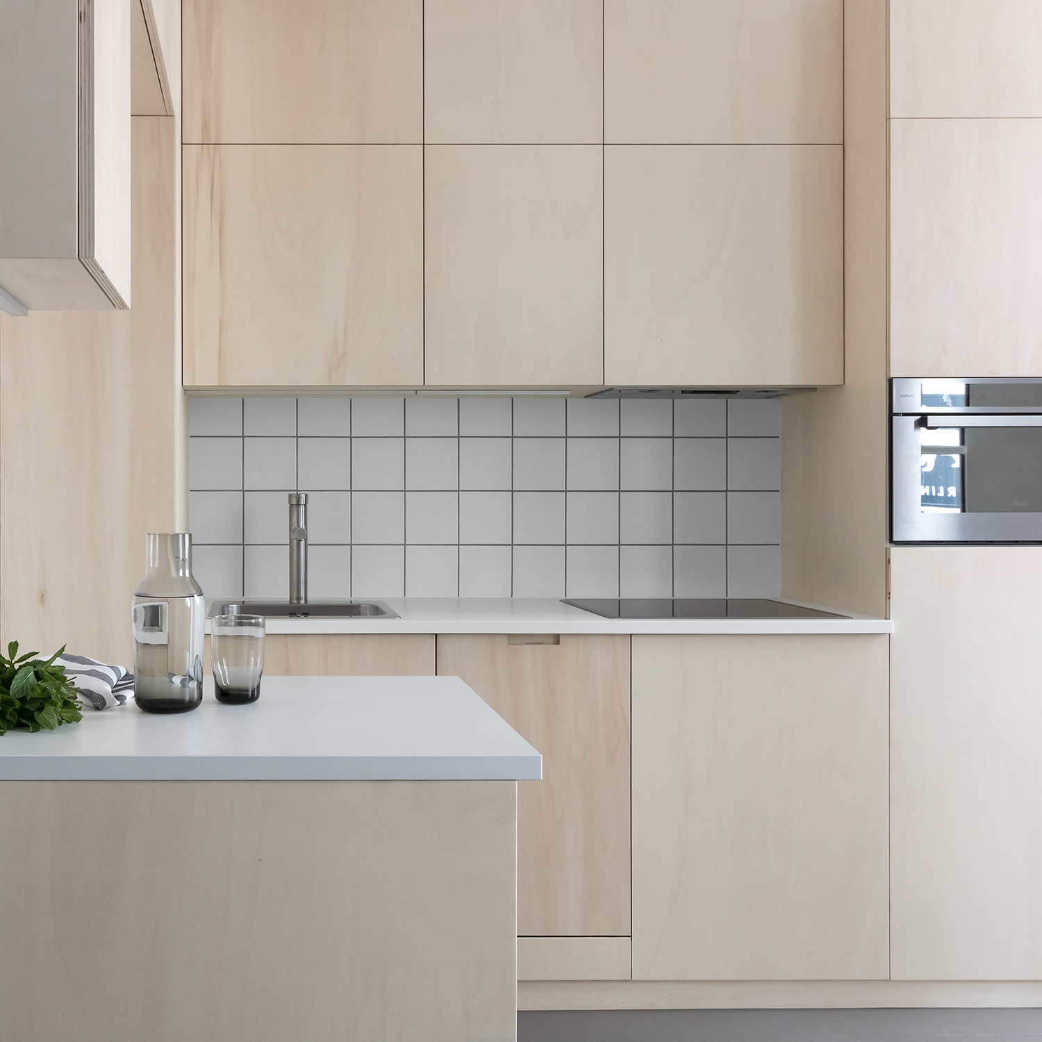 minimal Japanese plywood kitchen by Studio Hazeldean