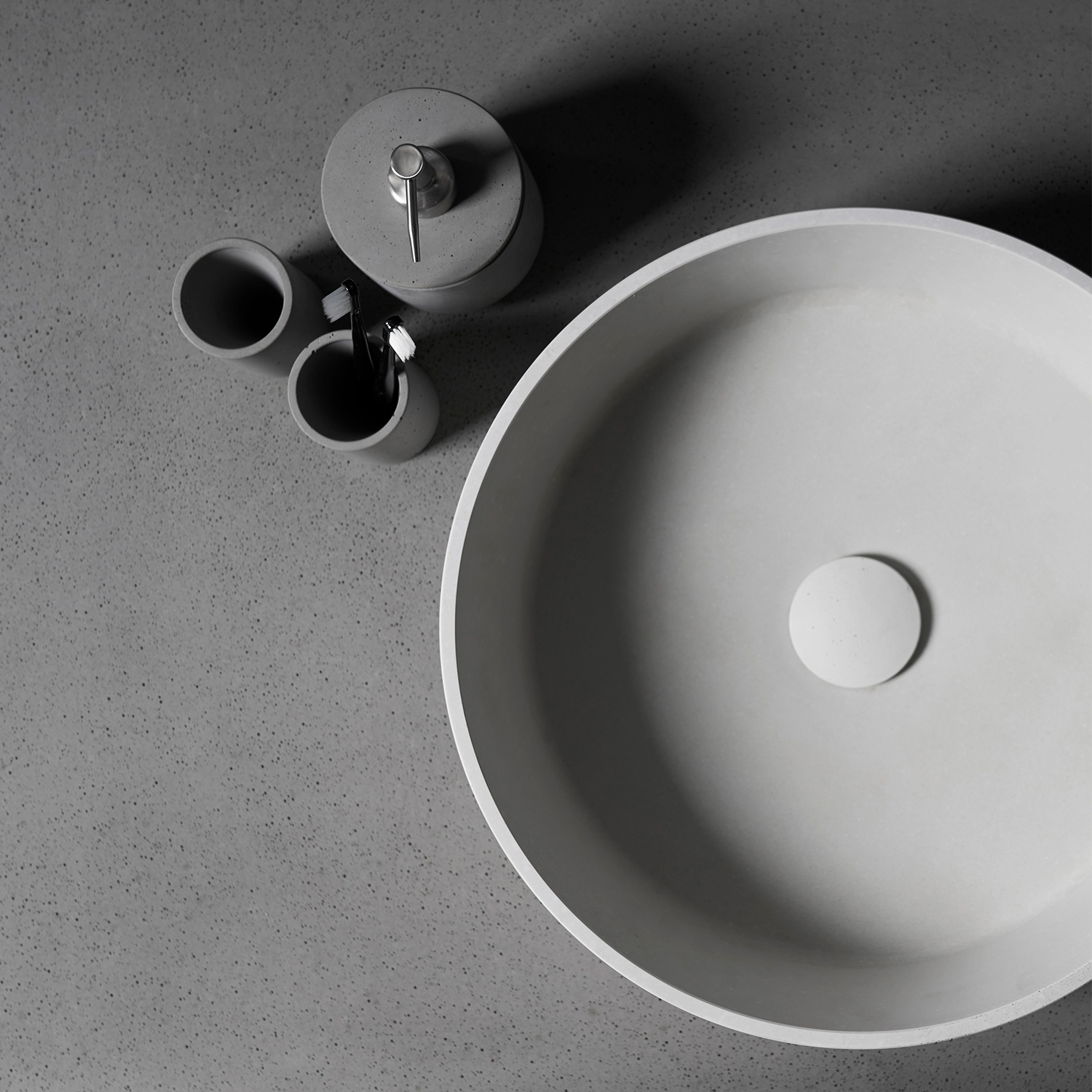 minimal round concrete wash basin