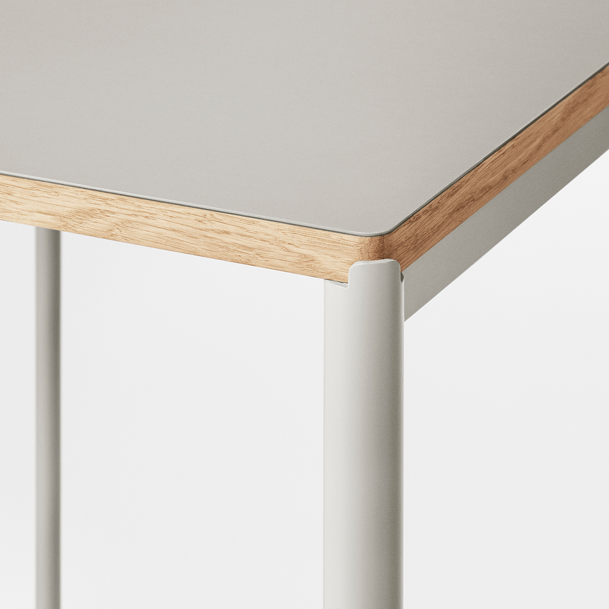 Corner detail of Mies High Table in grey