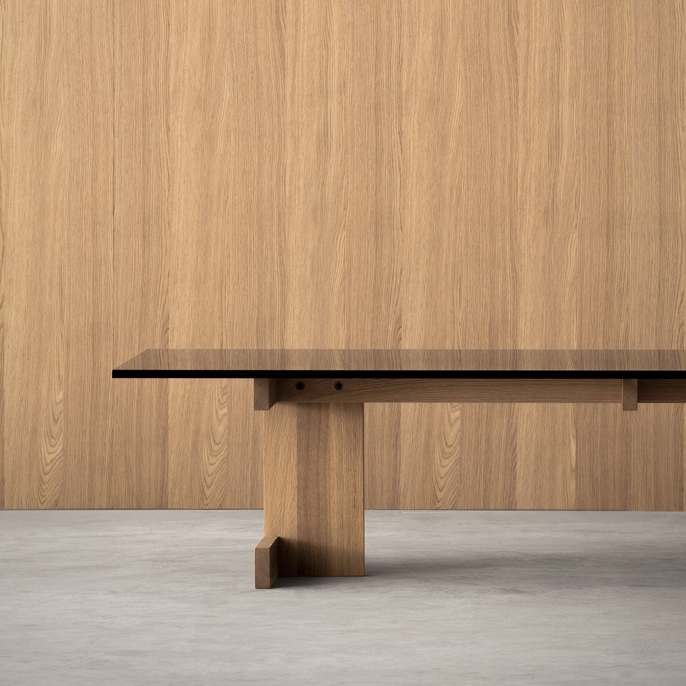 A-CT01 sofa table from Karimoku Case Study in oak and smoked glass