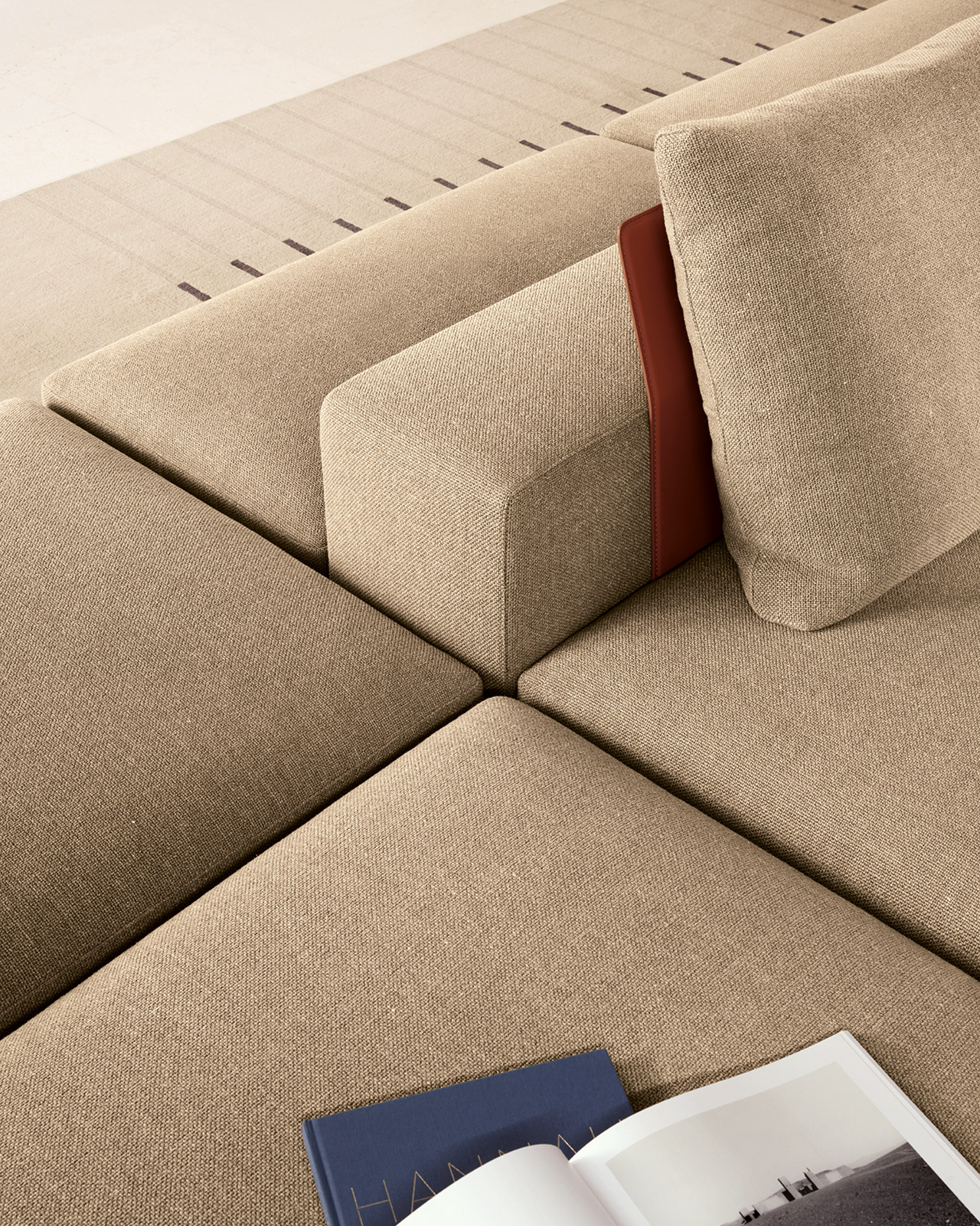 Leather backrest detail of Westside sofa by Poliform