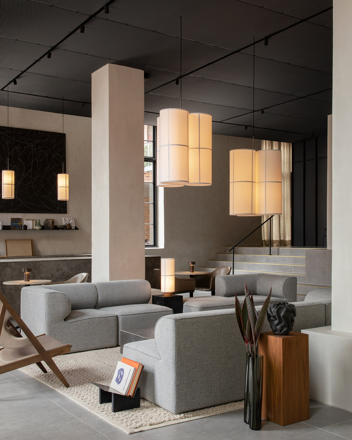 Modern hotel reception area at The Audo