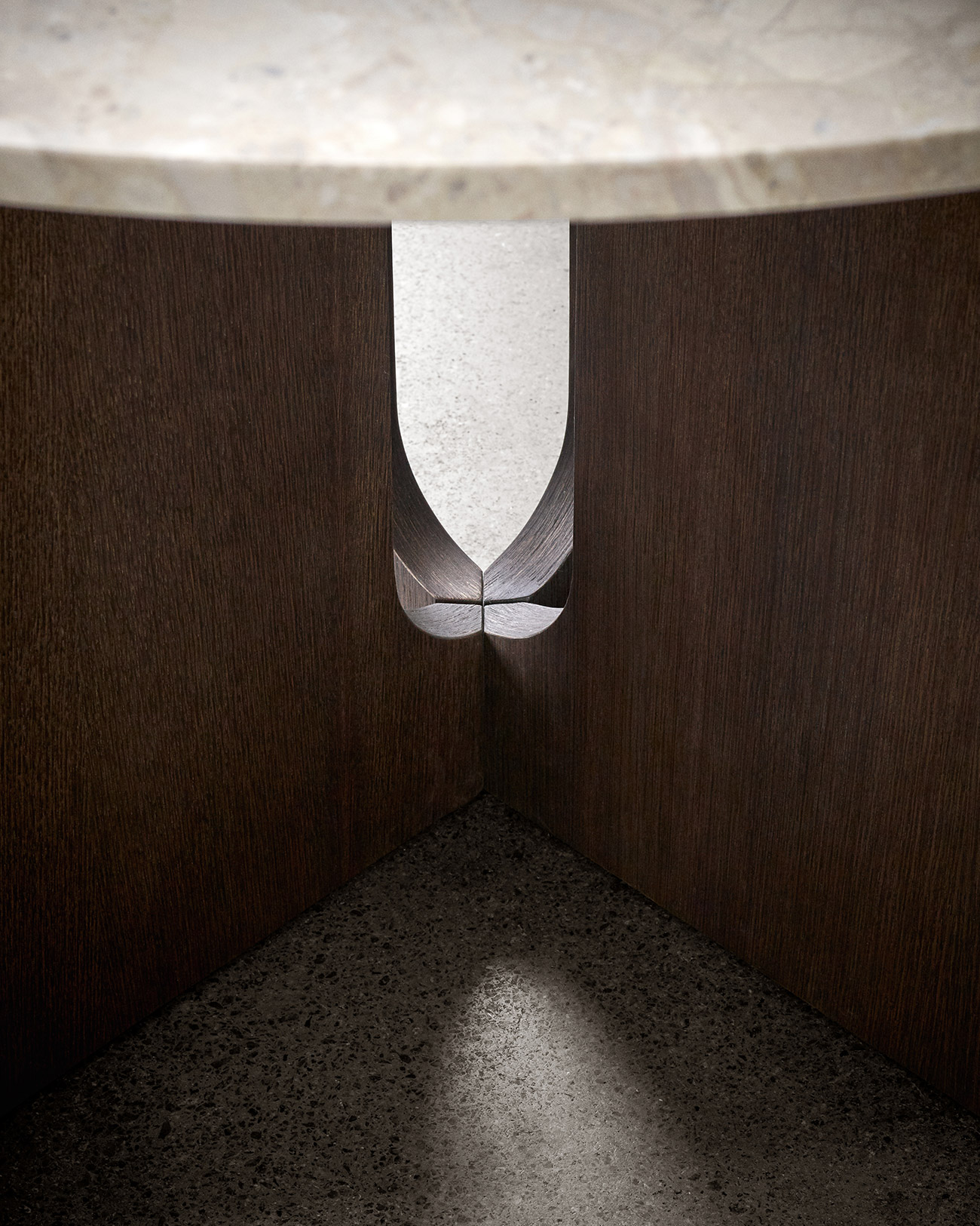 Detail of Androgyne dining table by Menu
