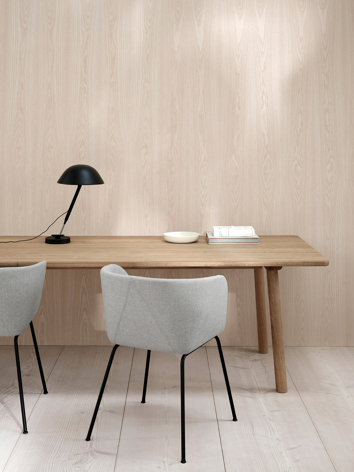Verve 4 leg chair and Taro table in smoked oak by Fredericia