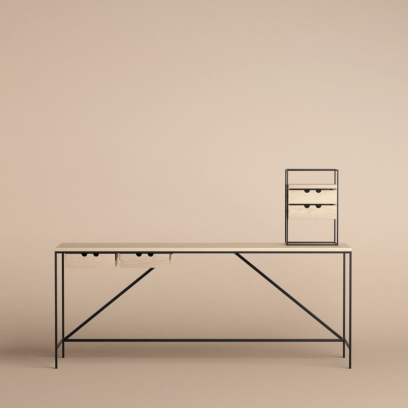 Desk Series console and organiser in oak by Karakter