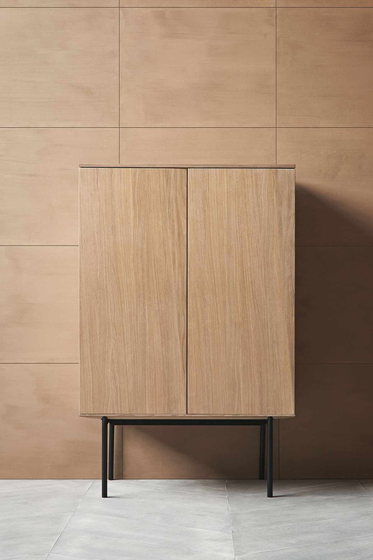 Bolia, Silent minimal wooden cabinet on black metal legs