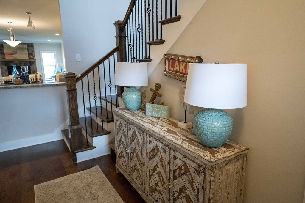 Decorated sideboard inside lake villa townhome