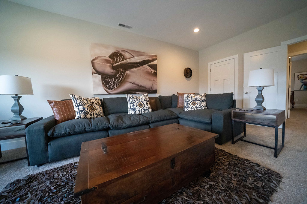 L-shaped couch and coffee table