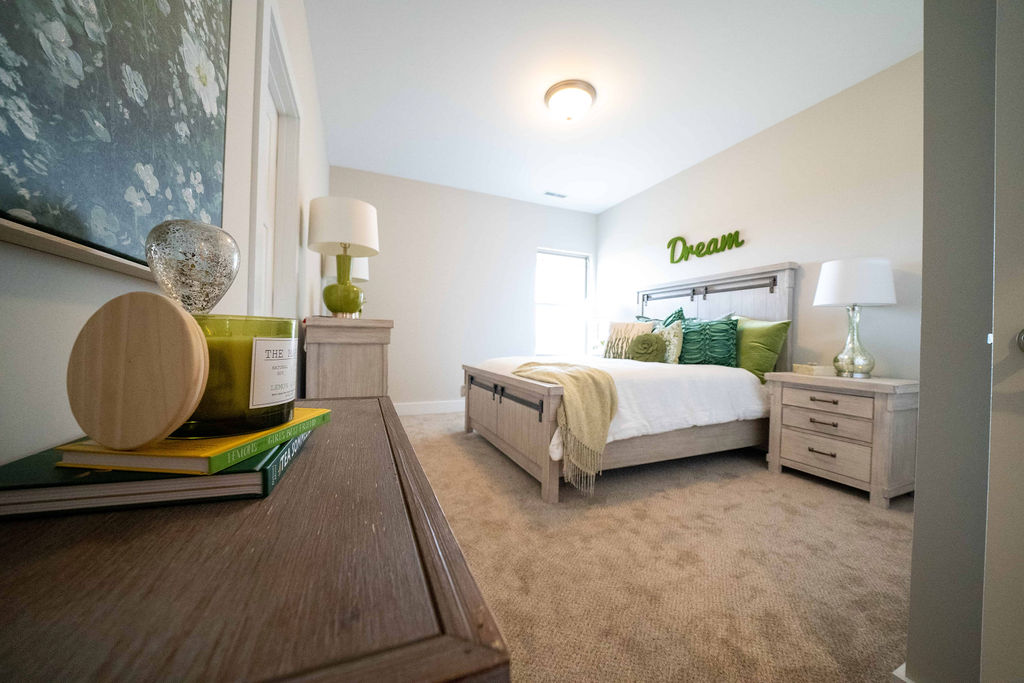Wide angle shot of master bedroom